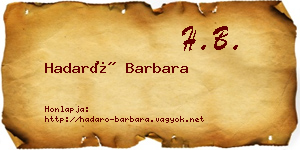 Hadaró Barbara névjegykártya
